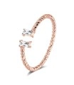 Double Crystal on Twist around Circle Silver Ring NSR-4091